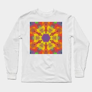 Retro Mandala Flower Yellow Orange and Purple Long Sleeve T-Shirt